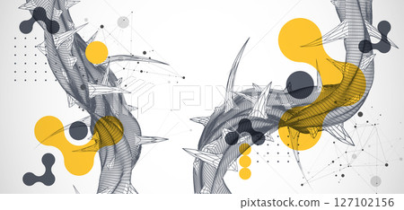 Wireframe science background with plexus effect. Futuristic vector illustration. 127102156