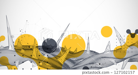 Wireframe science background with plexus effect. Futuristic vector illustration. 127102157