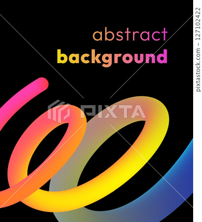 Bold rainbow color gradient wavy line on black background 127102422
