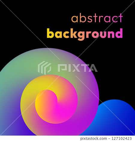 Bold rainbow color gradient spiral on black background Bold rainbow color gradient spiral on black background 127102423
