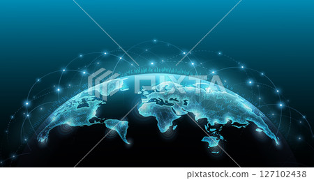 World map on space background. Earth globe, global network, digital universe. 127102438