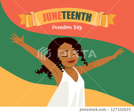 Woman Celebrating Juneteenth Celebration Card Cartoon Vector Illustration Woman Celebrating Juneteenth Celebration Card Cartoon Vector Illustration 127102635