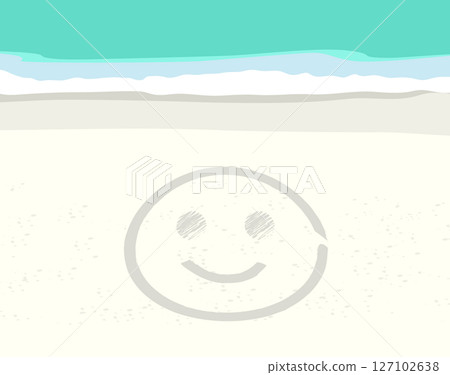 Beach Smiley Face in Sand Cartoon Illustration Background 127102638