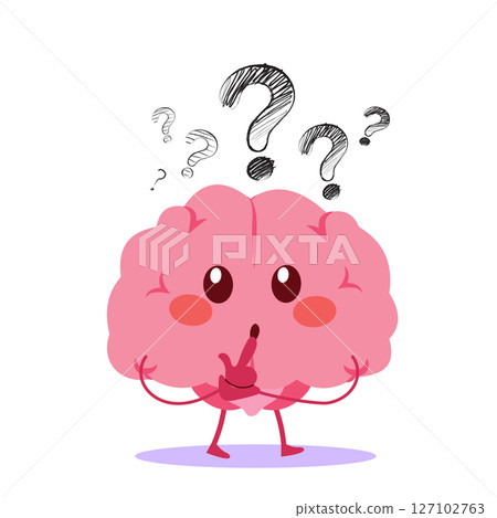 Vector Illustration Of Doubting Brain Character Questions Concept 127102763