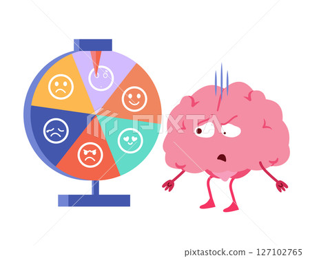 Brain with Emotion Wheel Mood Decision Cartoon Vector Illustration 127102765