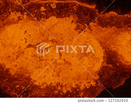 Aerial view of the texture of a solidifying lava field Aerial view of the texture of a solidifying lava field 127102910