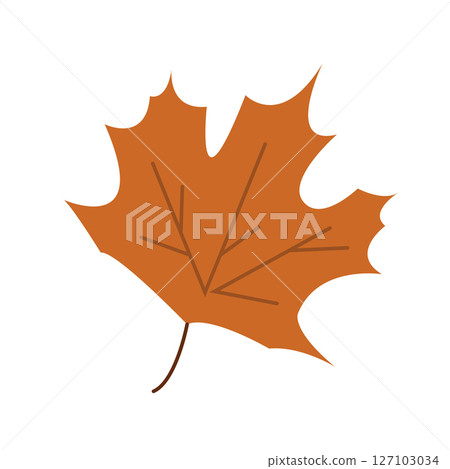 Autumn maple leaf in orange color. Bright and festive fall design element. Vector illustration for print, cards, Thanksgiving, seasonal holidays, floral greetings, farmer's market, stickers. Autumn maple leaf in orange color. Bright and festive fall design element. Vector illustration for print, cards, Thanksgiving, seasonal holidays, floral greetings, farmer's market, stickers. 127103034