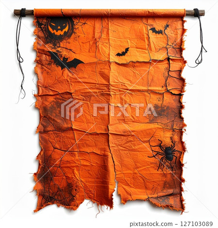 Halloween Banner with Creepy Orange Texture Halloween Banner with Creepy Orange Texture 127103089