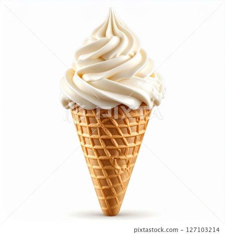 Vanilla Ice Cream in a Waffle Cone 127103214