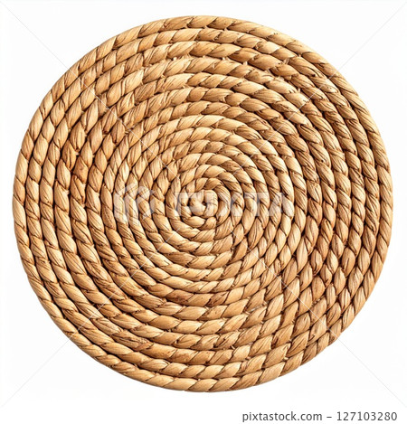 Round Woven Coaster Natural Fiber Texture Beige 127103280