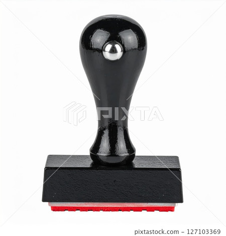 Black Wooden Rubber Stamp with Red Ink Pad 127103369