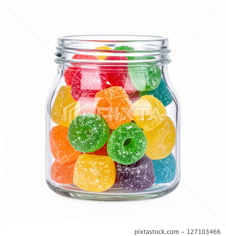 Colorful Jelly Candies in Glass Jar 127103466