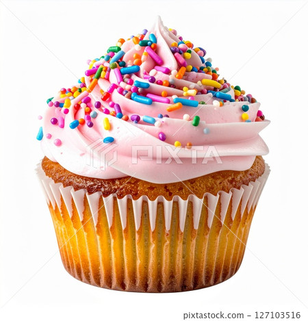 Pink Cupcake with Rainbow Sprinkles Pink Cupcake with Rainbow Sprinkles 127103516