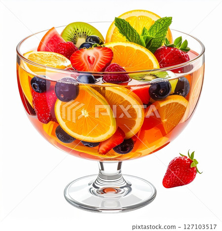 Colorful Fruit Salad in Glass Bowl Colorful Fruit Salad in Glass Bowl 127103517