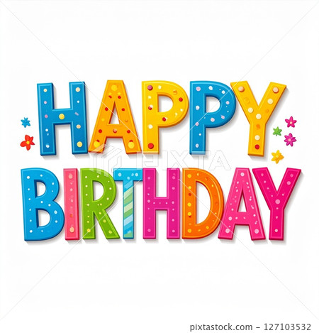 Colorful Happy Birthday Text Design 127103532