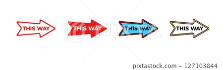 Icon collection of direction arrows with text in various styles and colors 127103844