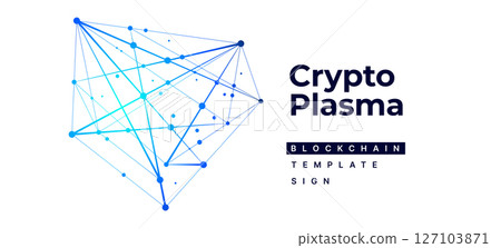 Sign, logo Blockchain. Symbol, logo for blockchain technology, logotype. Hexagon, connection line transaction for logo, brand label, emblem, branding, smart contract block symbol. Vector Illustration 127103871