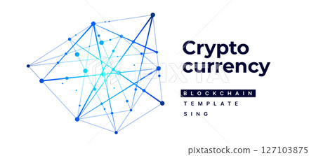Sign, logo Blockchain. Symbol, logo for blockchain technology, logotype. Hexagon, connection line transaction for logo, brand label, emblem, branding, smart contract block symbol. Vector Illustration 127103875