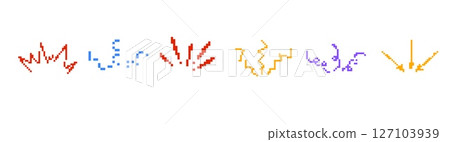 Mosaic pixel art style emotive lines in vibrant colors for digital design and creativity 127103939
