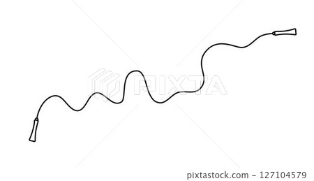 Skipping rope with curved handles and a flexible cord simple outline vector illustration, for fitness, exercise, sports-themed designs, icons, workout guides, and health-related creative projects 127104579