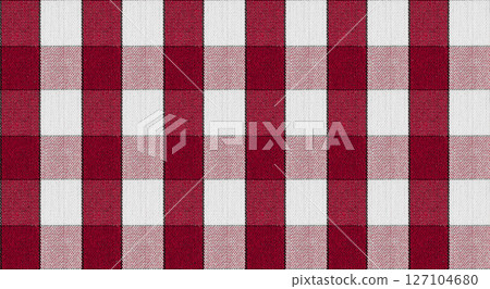 Red White Plaid Fabric Design Close up View Red White Plaid Fabric Design Close up View 127104680