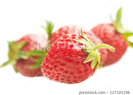 Ripe red strawberry isolate on white background. 127105296