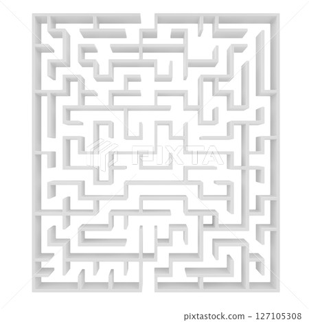 White square maze, top view. 3D rendering 127105308