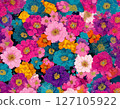 Retro pop floral illustration Japanese style 127105922