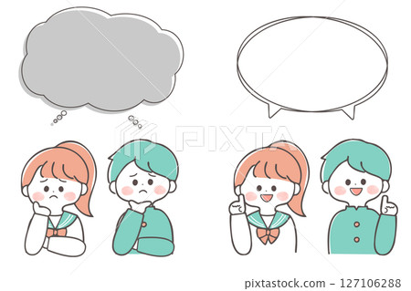 男女學生在擔心時和解決問題時的插圖集 127106288