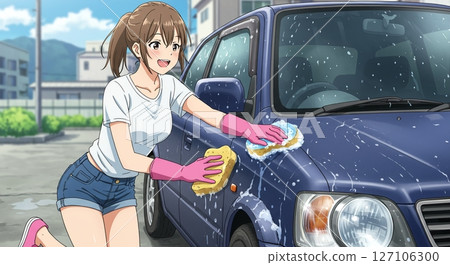 Perfection in every detail! A woman's passion for polishing cars 127106300