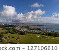 View of the sea and town from a high vantage point 127106610