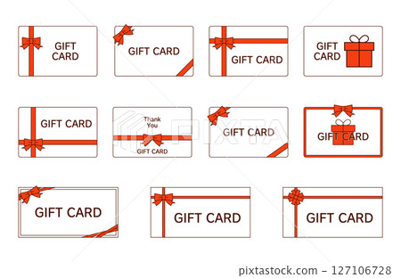 帶有絲帶的禮品卡設計套裝 127106728