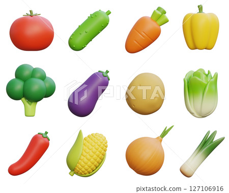 vegetable 3D Icon Set Graphic vegetable 3D Icon Set Graphic 127106916