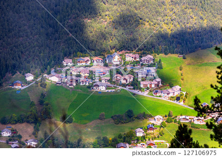 Alpe di Siusi, Italy aerial panorama, Dolomites 127106975