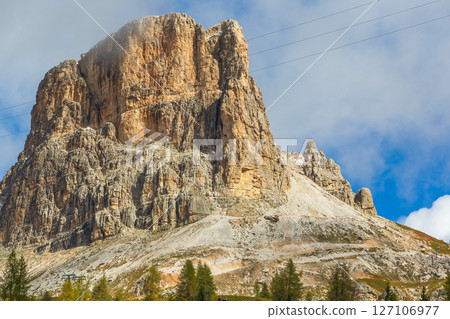 Passo Giau mountain peak, Dolomites, Italy 127106977