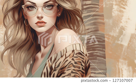 戴墨鏡的女人AI生成素材 127107007