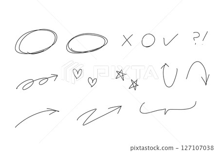 手寫符號和裝飾（圓圈、勾號、叉號等） 127107038