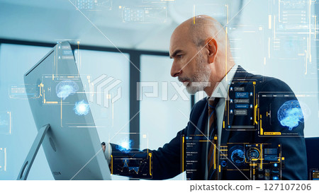 辦公室商務人士的數位資料概念視覺 127107206