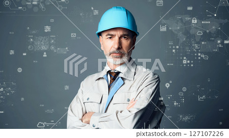 工程師與數位科技概念視覺效果 工程師與數位科技概念視覺效果 127107226