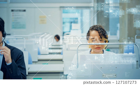 Multinational people working in office and digital data concept Multinational people working in office and digital data concept 127107273