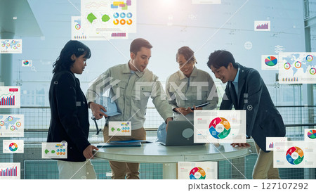 Multinational people meeting in office and statistical data concept Multinational people meeting in office and statistical data concept 127107292