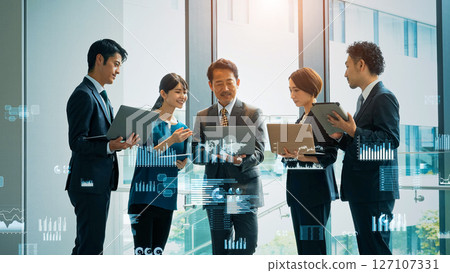 Group of business people meeting and statistical data concept Group of business people meeting and statistical data concept 127107331