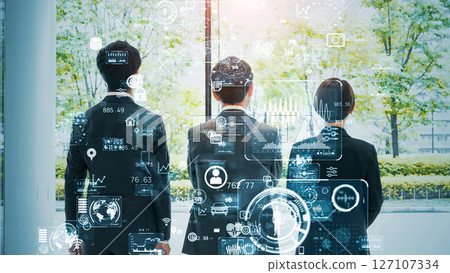 Group of business people and digital data concept 127107334