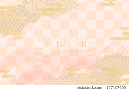 日式背景素材向量圖粉紅春天 127107603