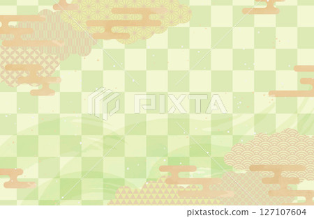 Japanese style background material vector illustration Young leaf color Tea Matcha Gold Japanese style background material vector illustration Young leaf color Tea Matcha Gold 127107604