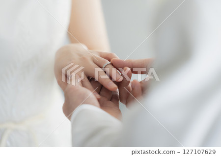 Bride and groom who exchanges rings 127107629