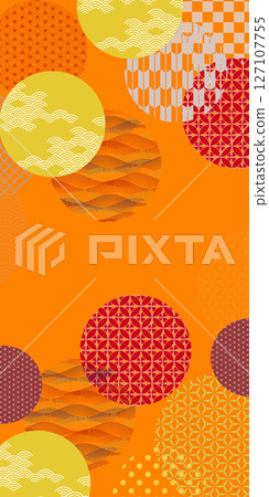 Orange Japanese pattern autumn background 127107755