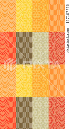 Orange Japanese pattern autumn background 127107756