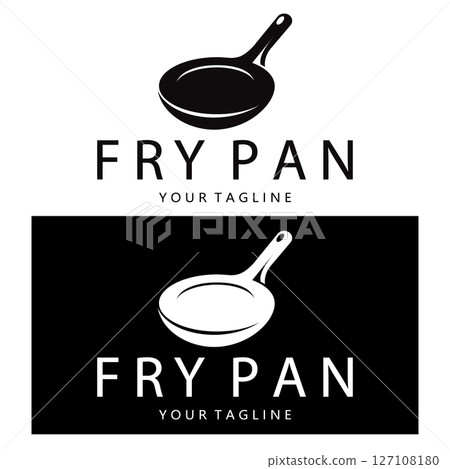 frying pan and spatula logo, kitchen cooking equipment, for business, company, restaurant 127108180