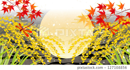 Rice Japanese pattern autumn background 127108856